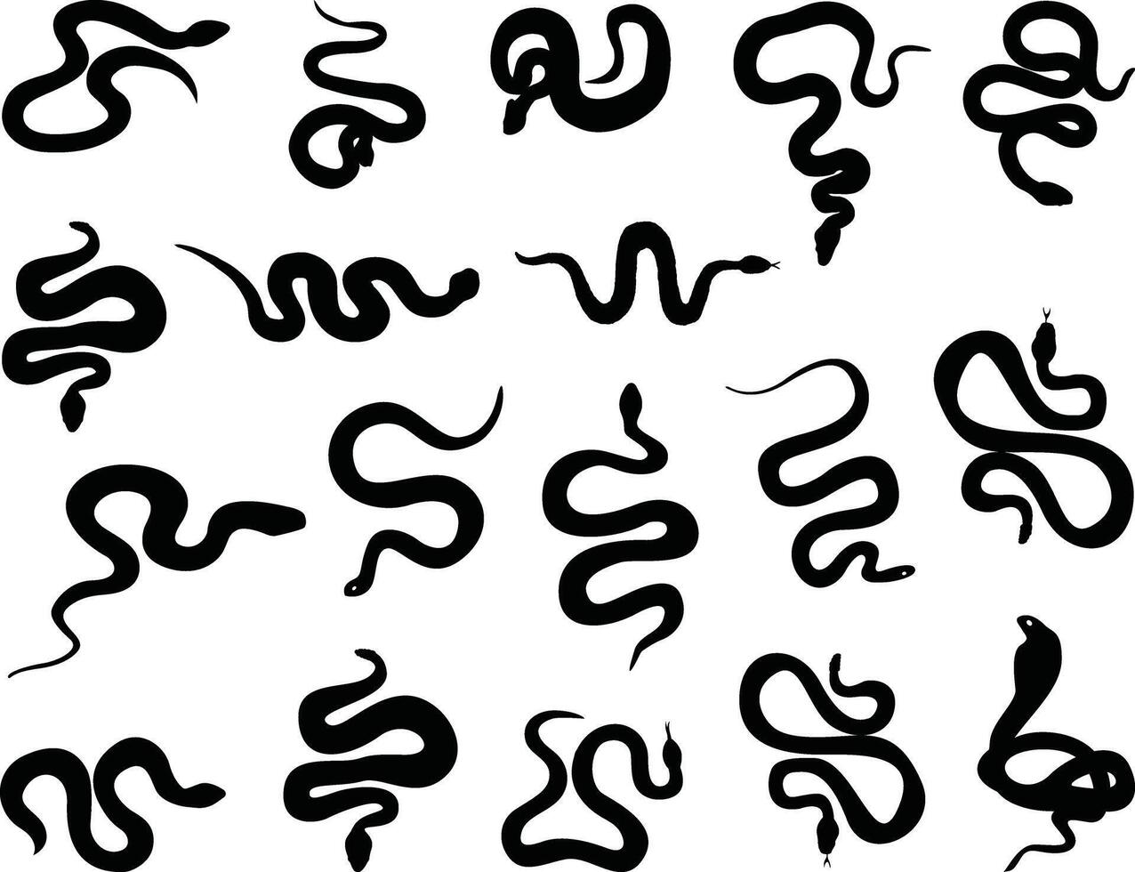 serpientes silueta en blanco antecedentes vector