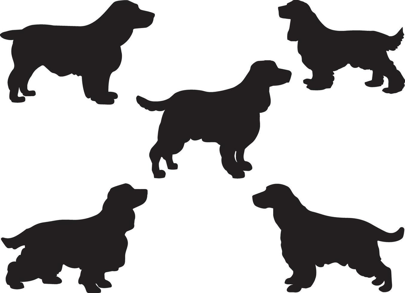 Cocker spaniel dogs silhouette on white background vector