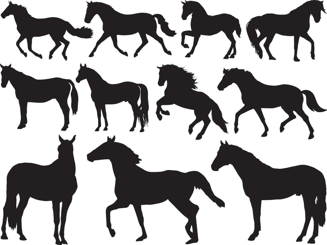 caballos silueta en blanco antecedentes vector