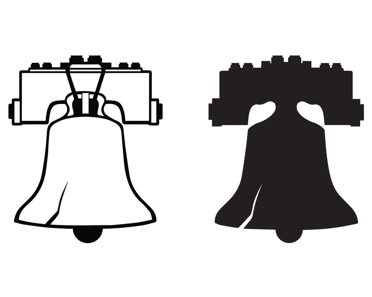 Liberty bell silhouette on white background vector