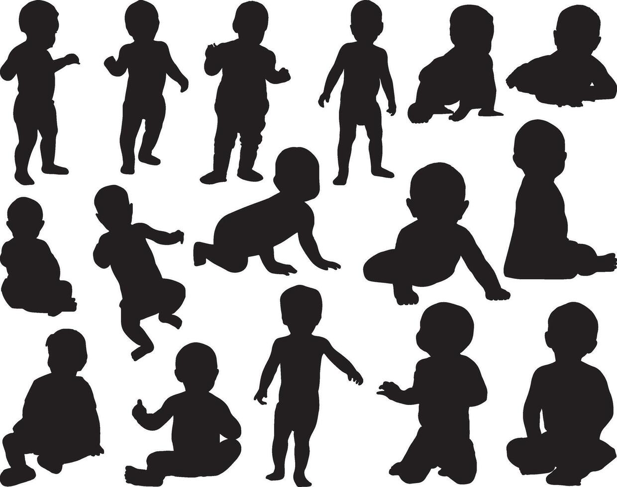 Babies silhouette on white background vector