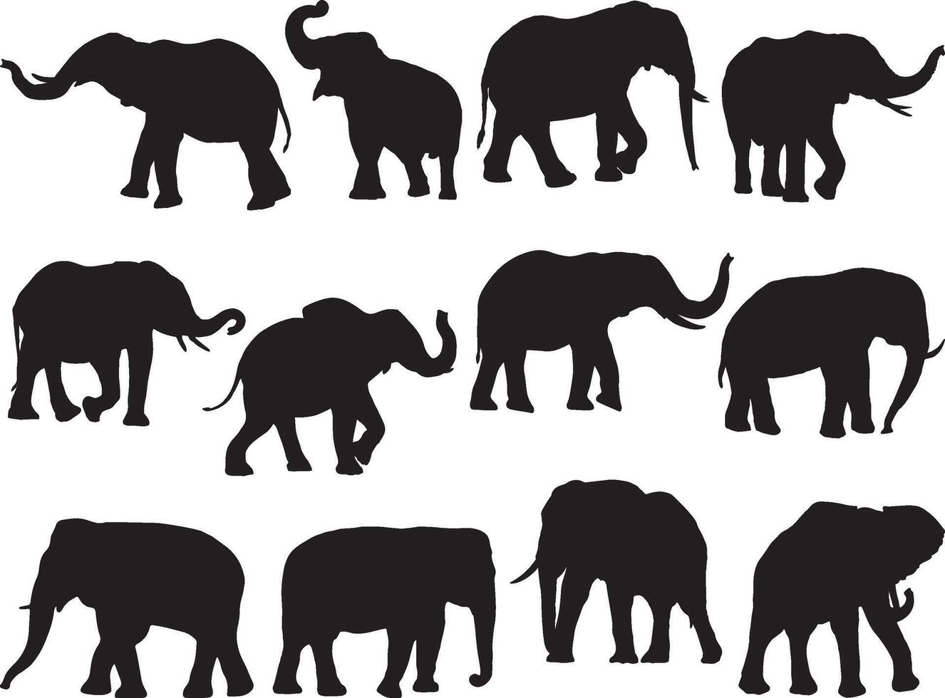 elefante silueta en blanco antecedentes vector