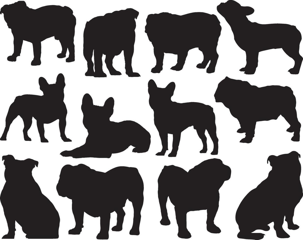 Bulldog silhouette on white background vector