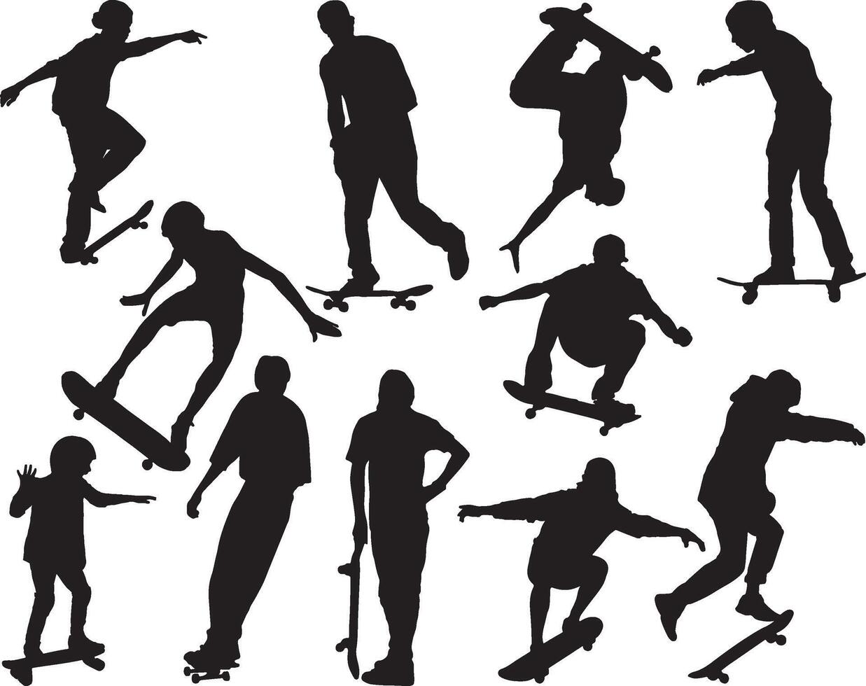 Skater silhouette on white background vector