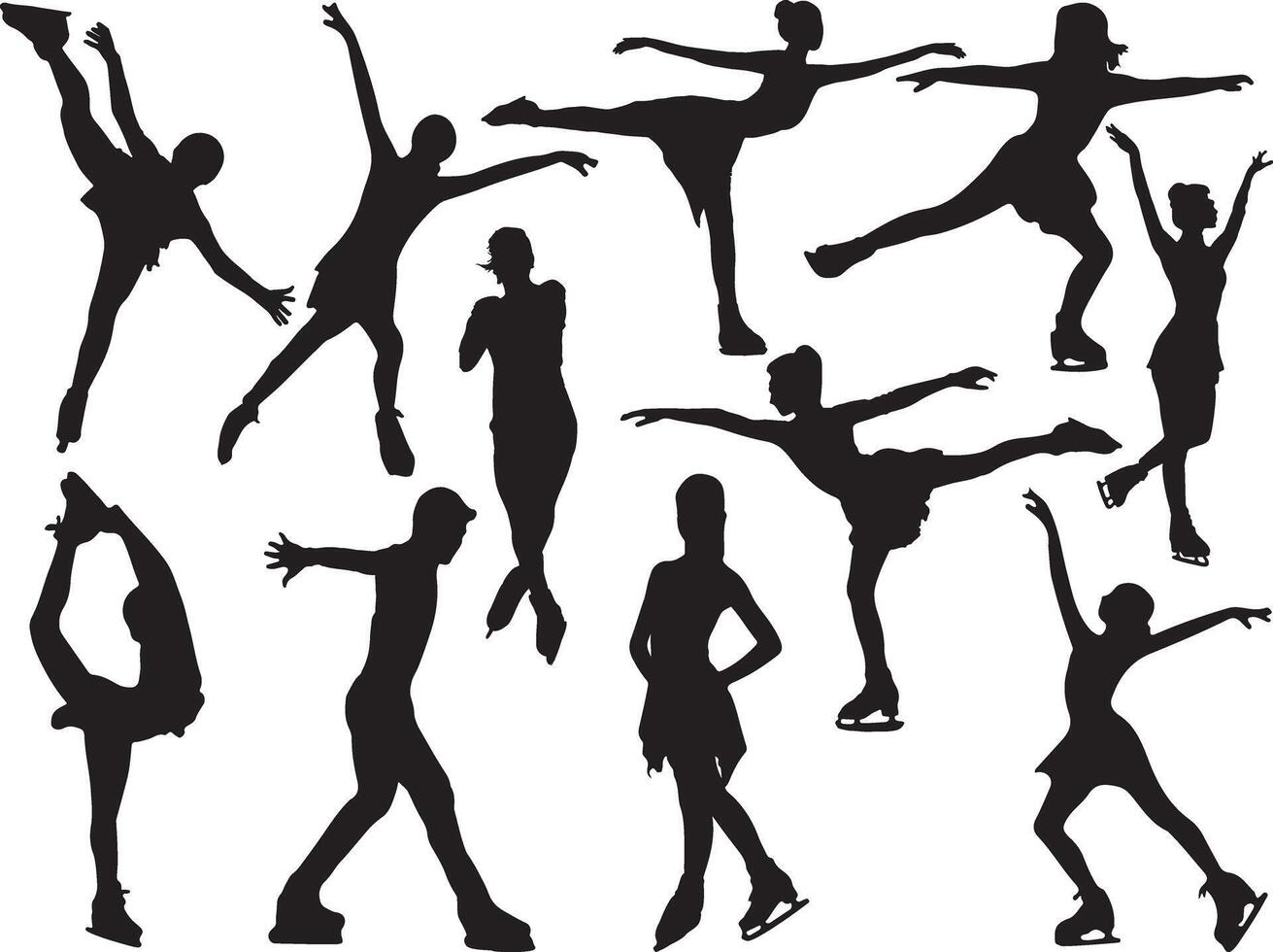 Figure skating silhouette on white background vector