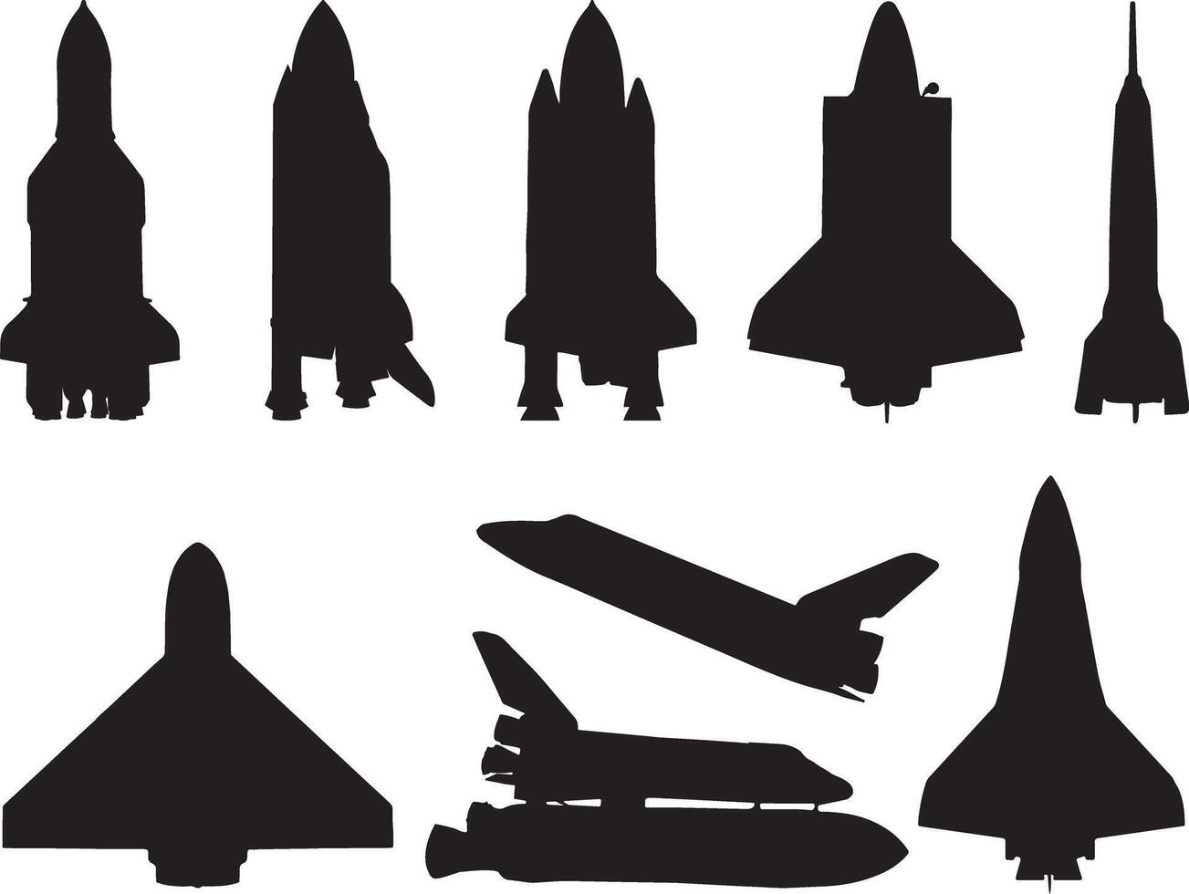 Space rocket silhouette on white background vector