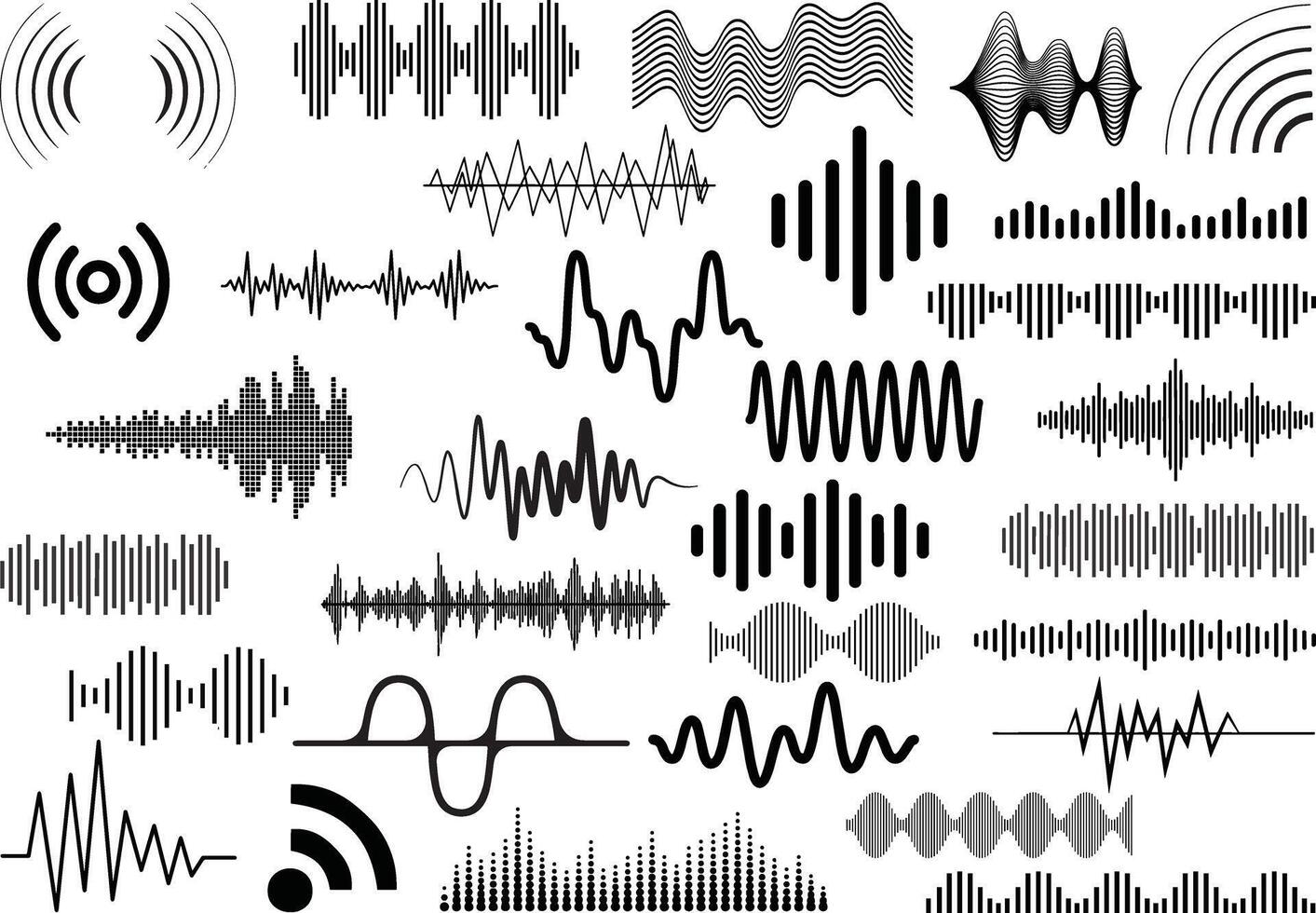 sonido olas silueta en blanco antecedentes vector