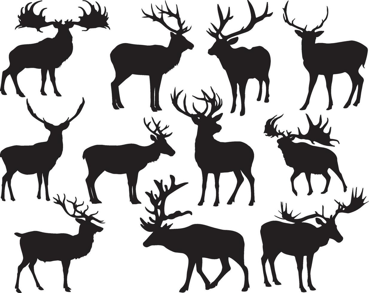 Elk silhouette on white background vector