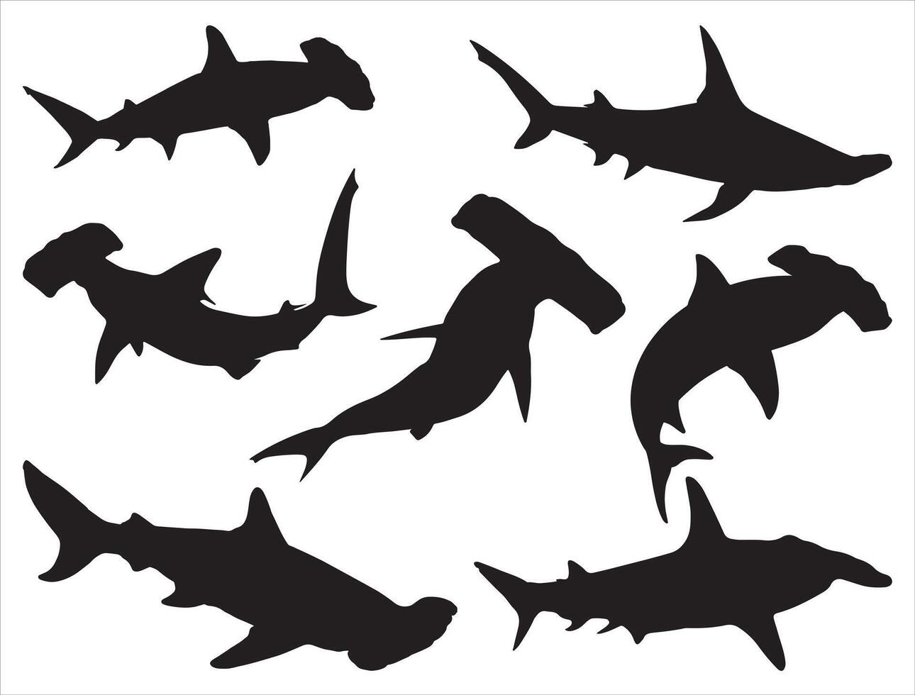 hammerhead shark silhouette on white background vector