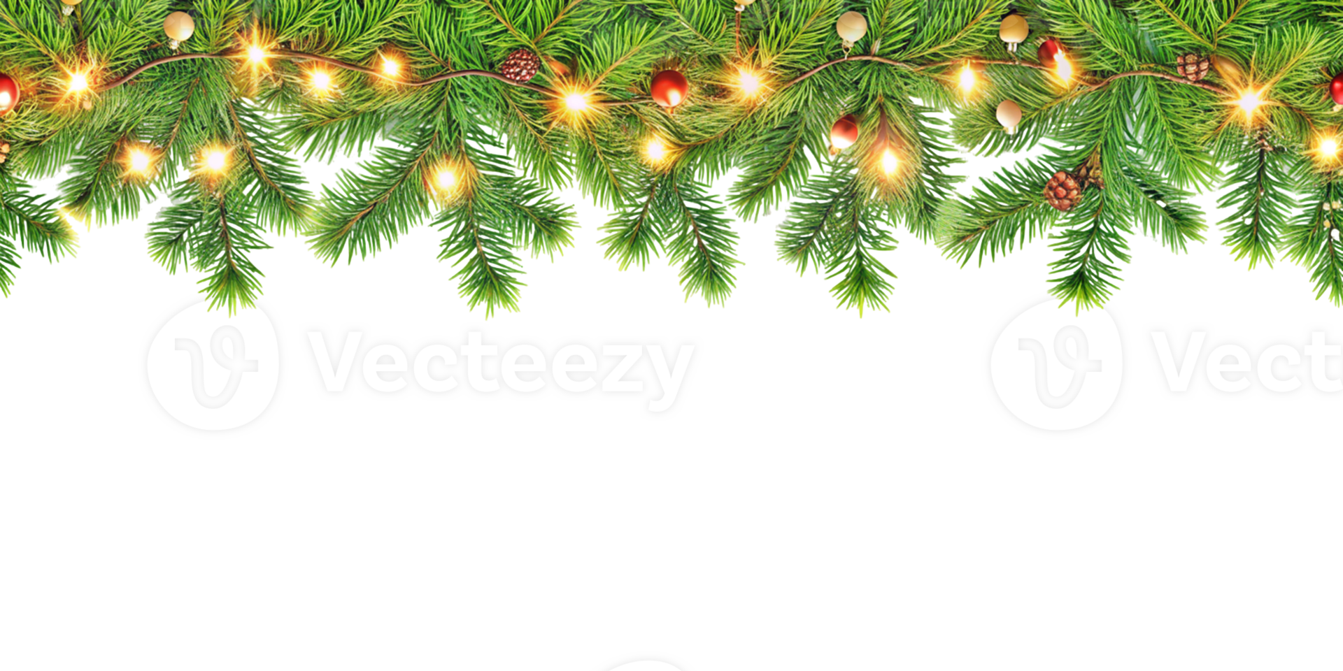Christmas Border With Coniferous Branches, and Lights png