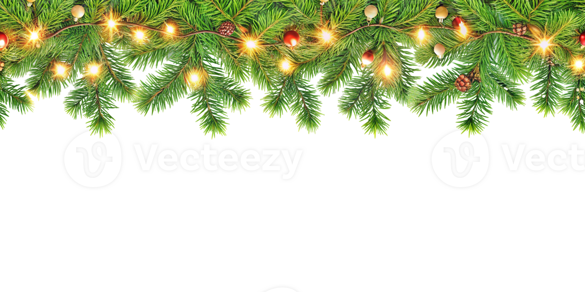 Christmas Border With Coniferous Branches, and Lights png