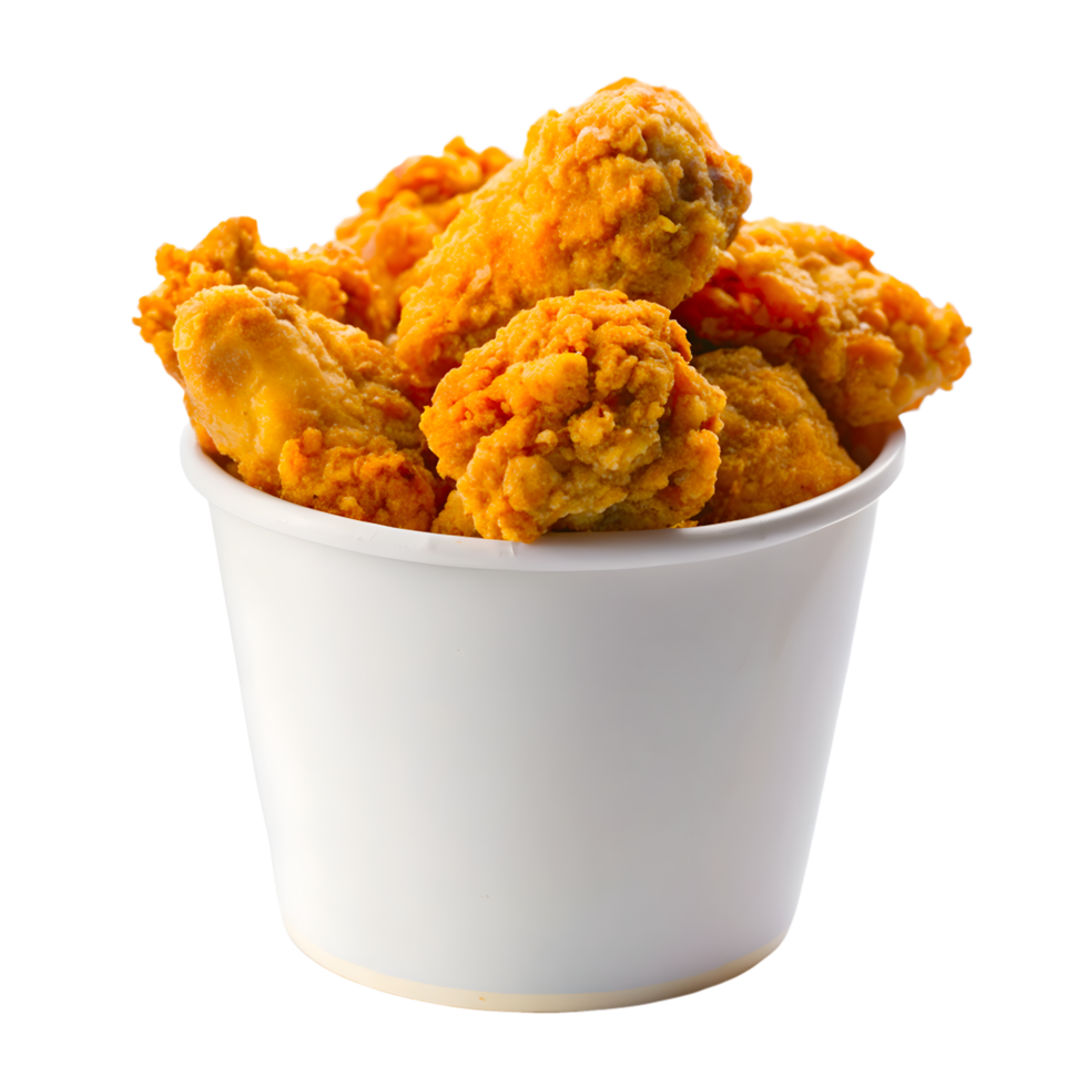 Crunchy Fried Chicken in White Bucket png
