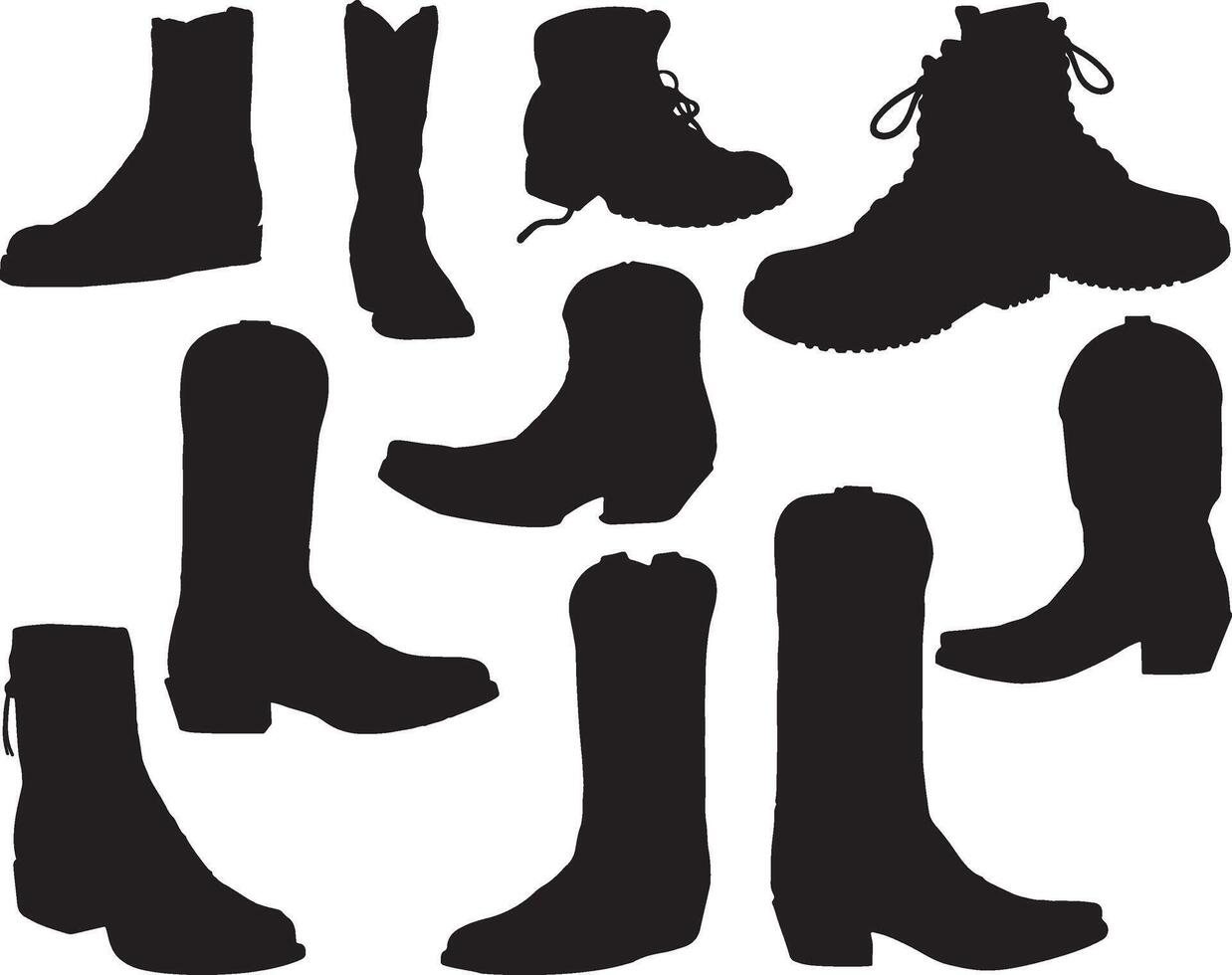 Cowboy boots silhouette on white background vector