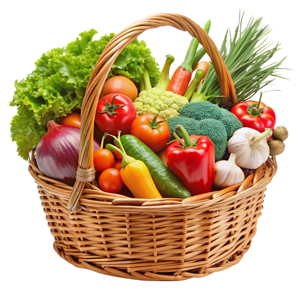 A Basket Brimming With Vegetables png
