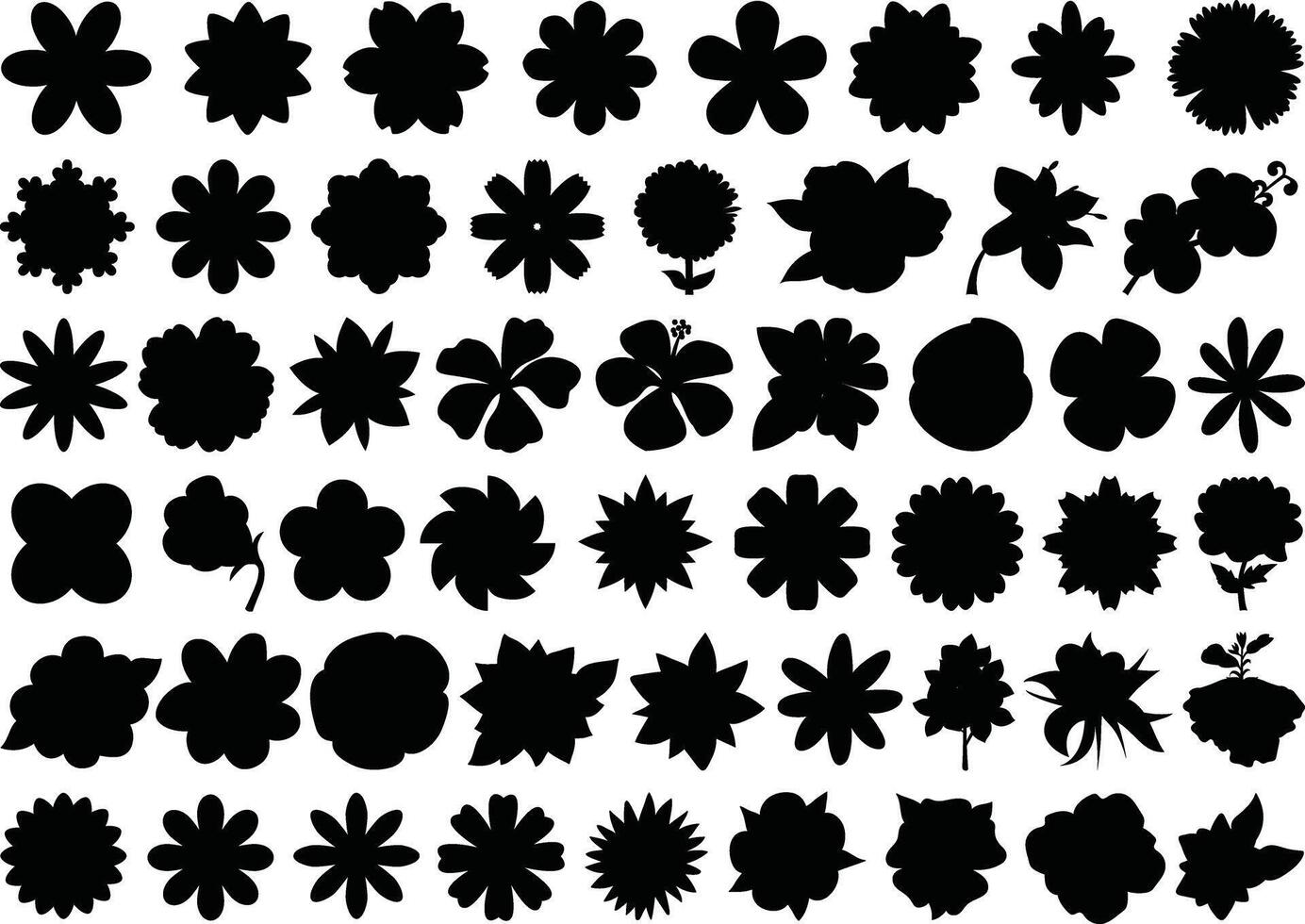 Flat flowers silhouette on white background vector