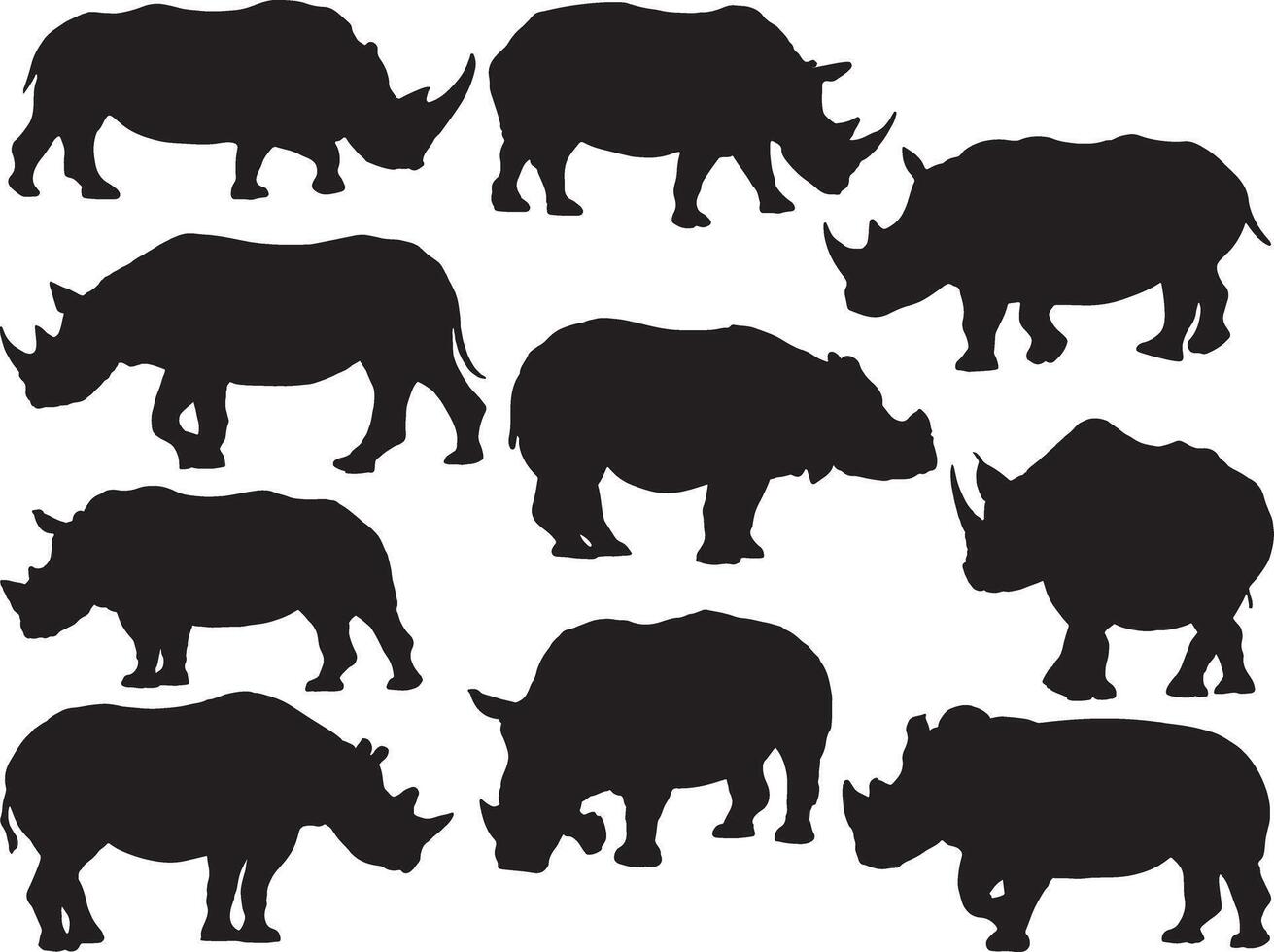 rinoceronte silueta en blanco antecedentes vector