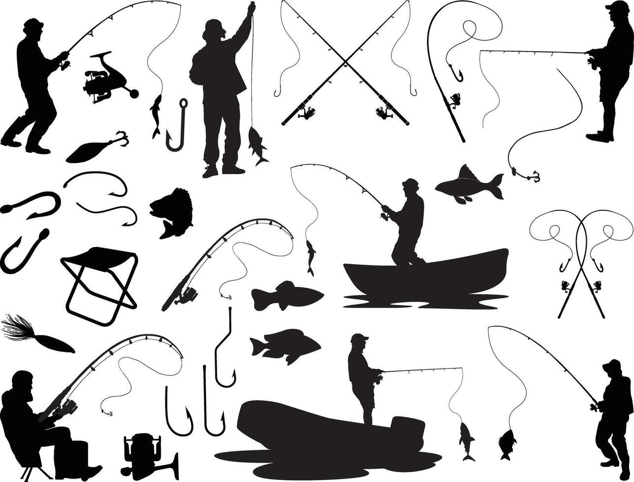 Fishing silhouette on white background vector