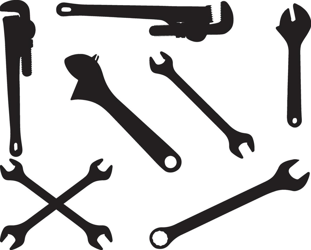 Wrench silhouette on white background vector