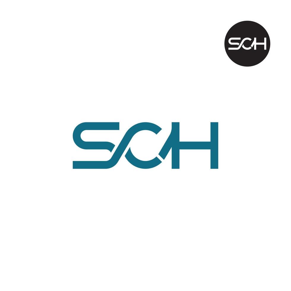 letra sch monograma logo diseño vector
