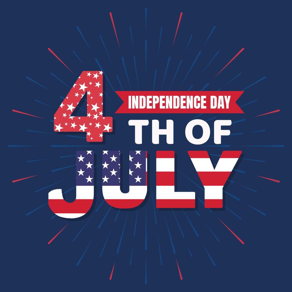 American Independence day 4th of July typography background or t-shirt design with usa flag. vector