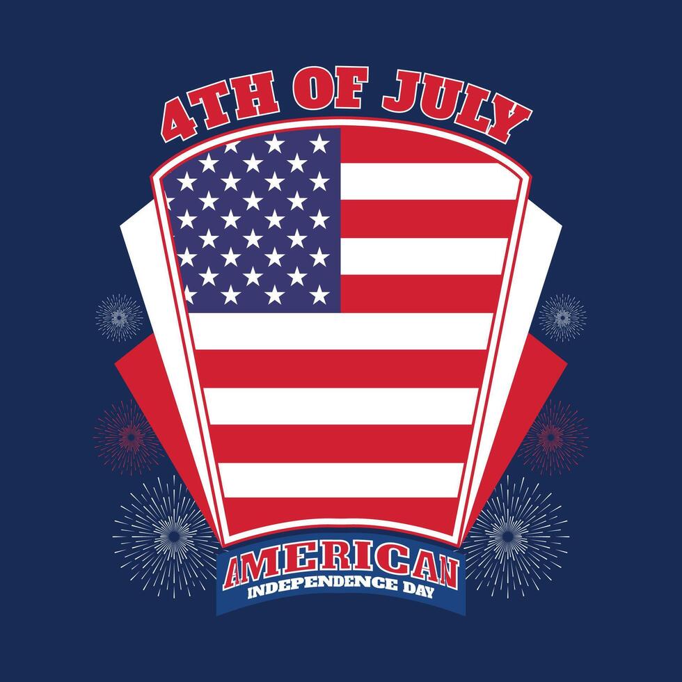 Estados Unidos independencia día 4to de julio saludo tarjeta o bandera vector