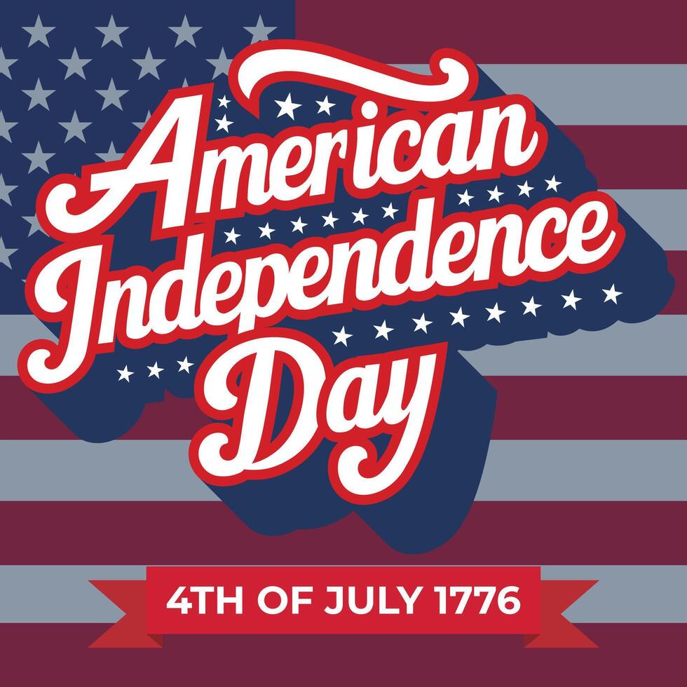 American Independence day 4th of July typography background or t-shirt design with usa flag. vector