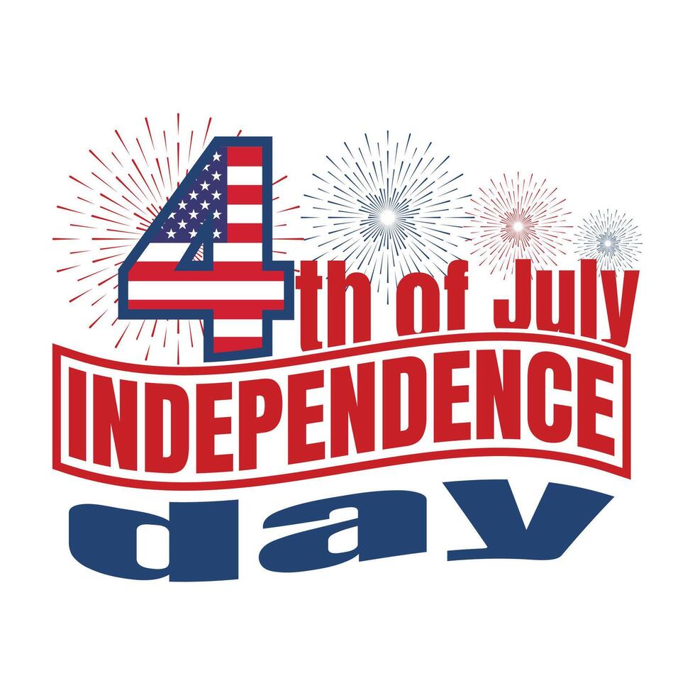 American Independence day 4th of July typography background or t-shirt design with usa flag. vector