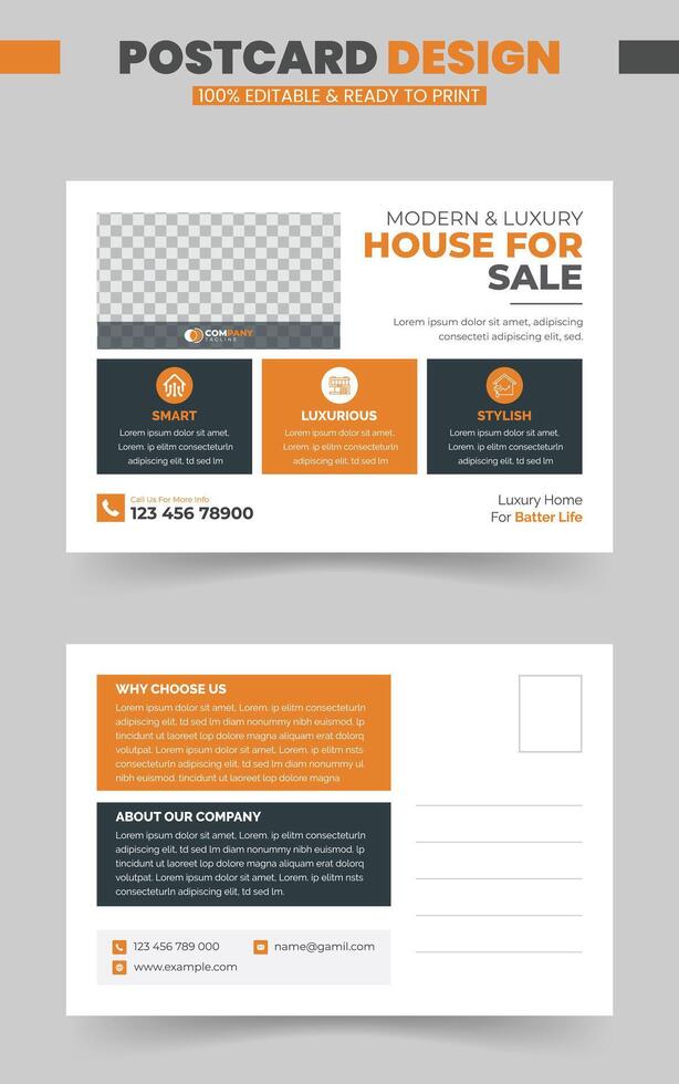 Modern real state postcard design template. Corporate EDDM postcard design. vector