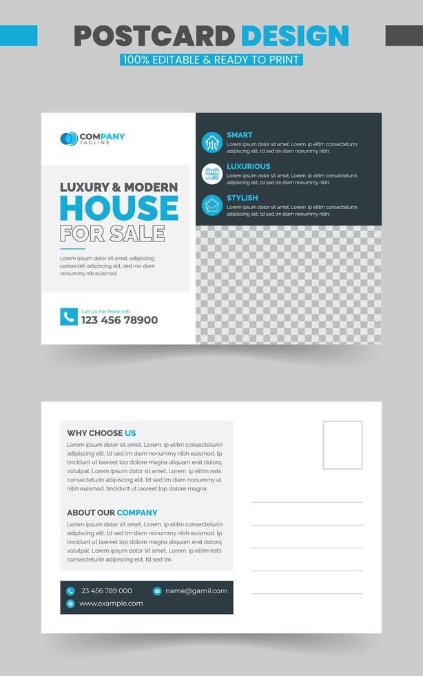 Modern real state postcard design template. Corporate EDDM postcard design. vector