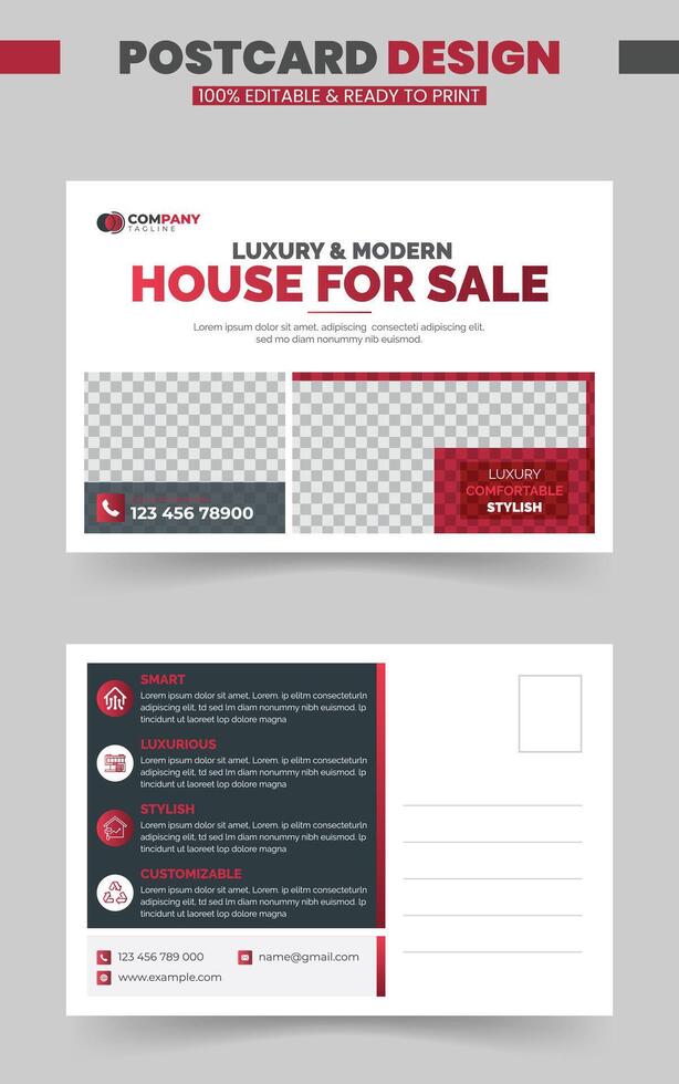 Modern real state postcard design template. Corporate EDDM postcard design. vector