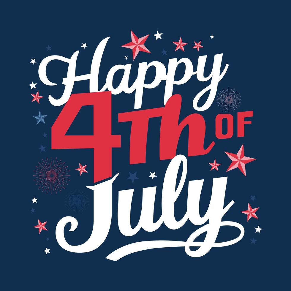 American Independence day 4th of July typography background or t-shirt design with usa flag. vector