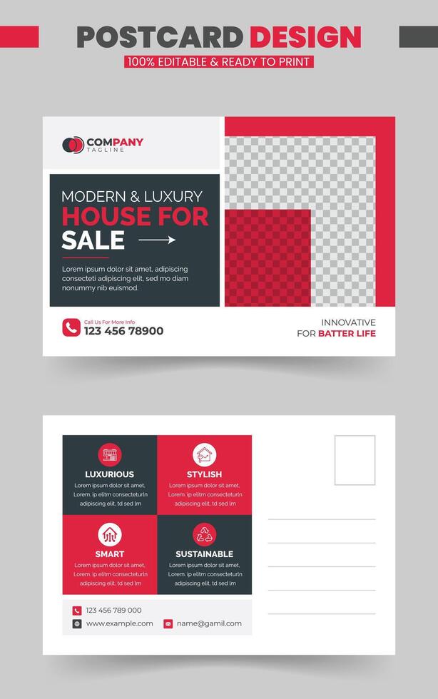 Modern real state postcard design template. Corporate EDDM postcard design. vector