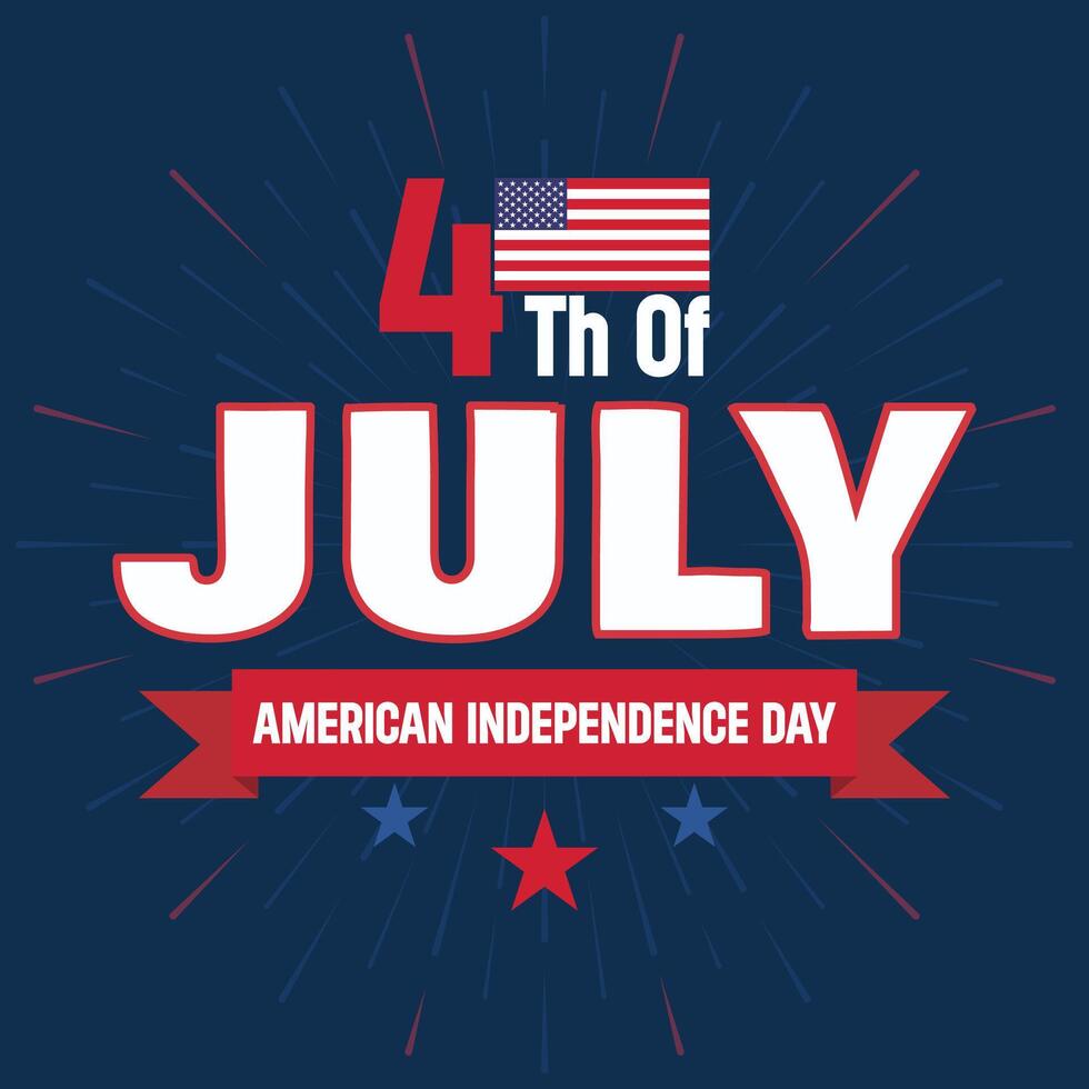 American Independence day 4th of July typography background or t-shirt design with usa flag. vector