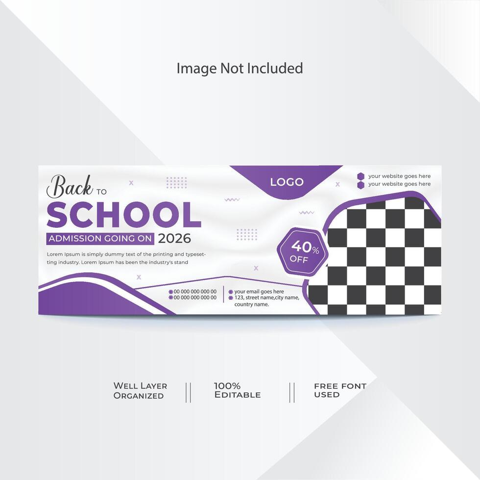 Modern Back To School Social Media Cover Banner Design Template vector