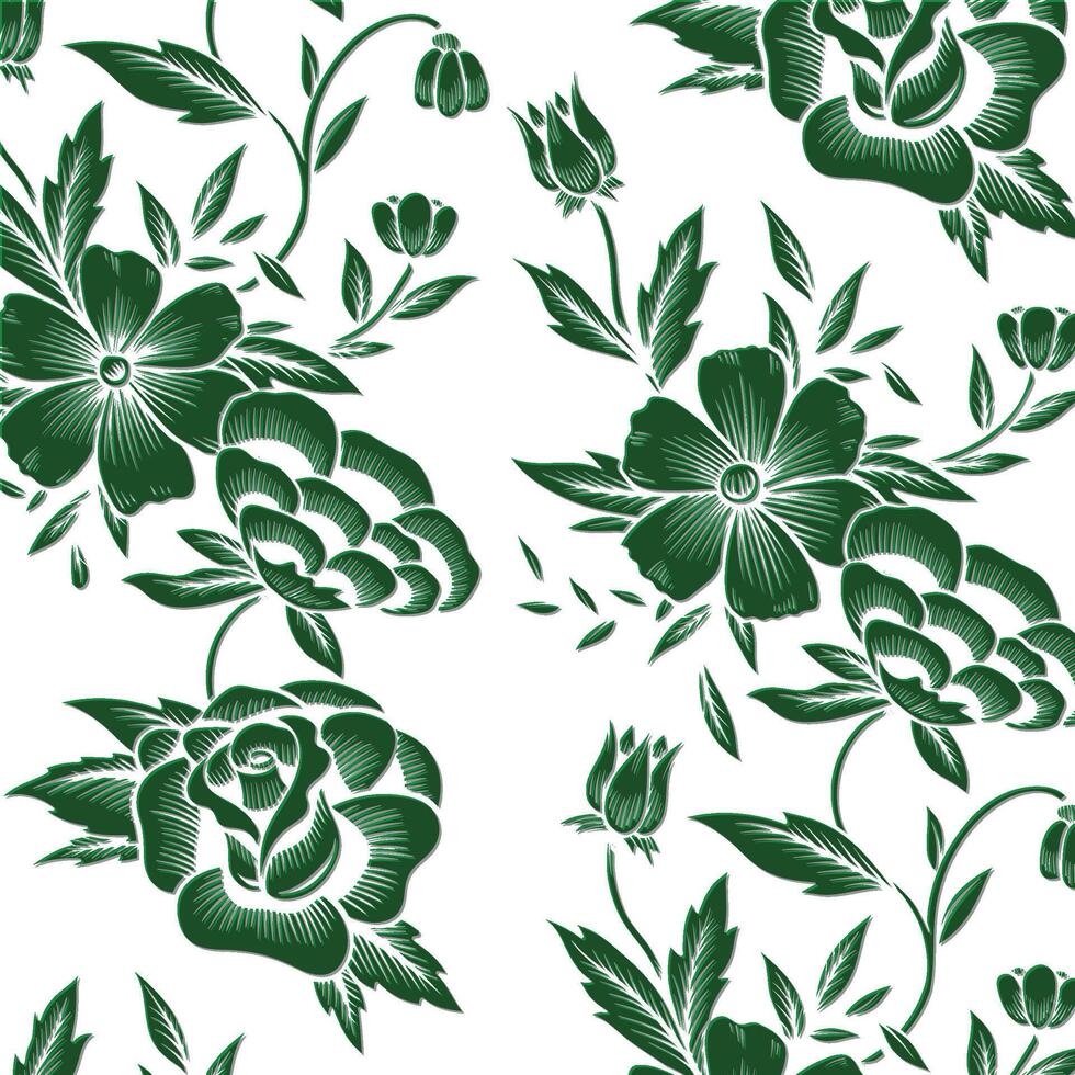 Beach cheerful seamless pattern wallpaper of tropical dark green leaves of palm trees and flowers vector