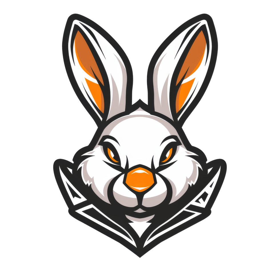 stilizzato coniglio logo con un' acuto fiducioso Guarda png