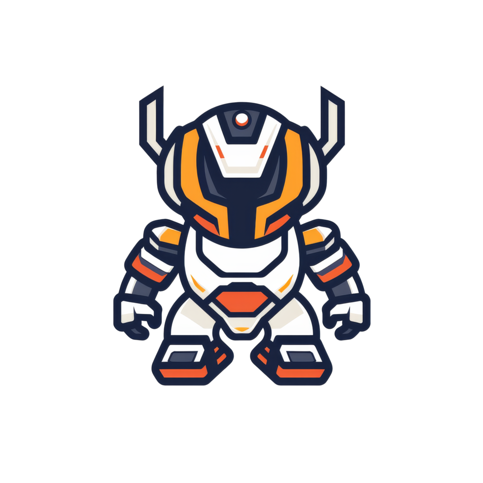 Stylized robotic warrior in a dynamic pose png