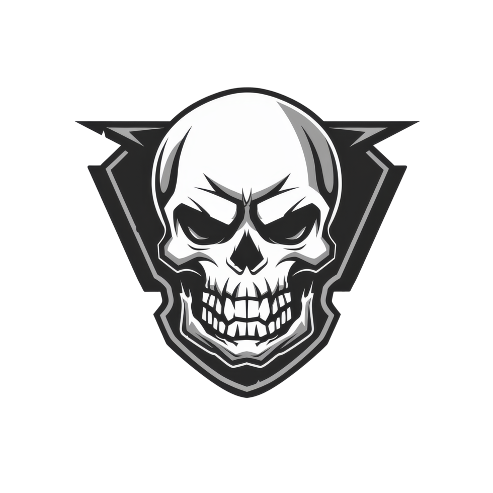 Stylized skull emblem with a fierce look png