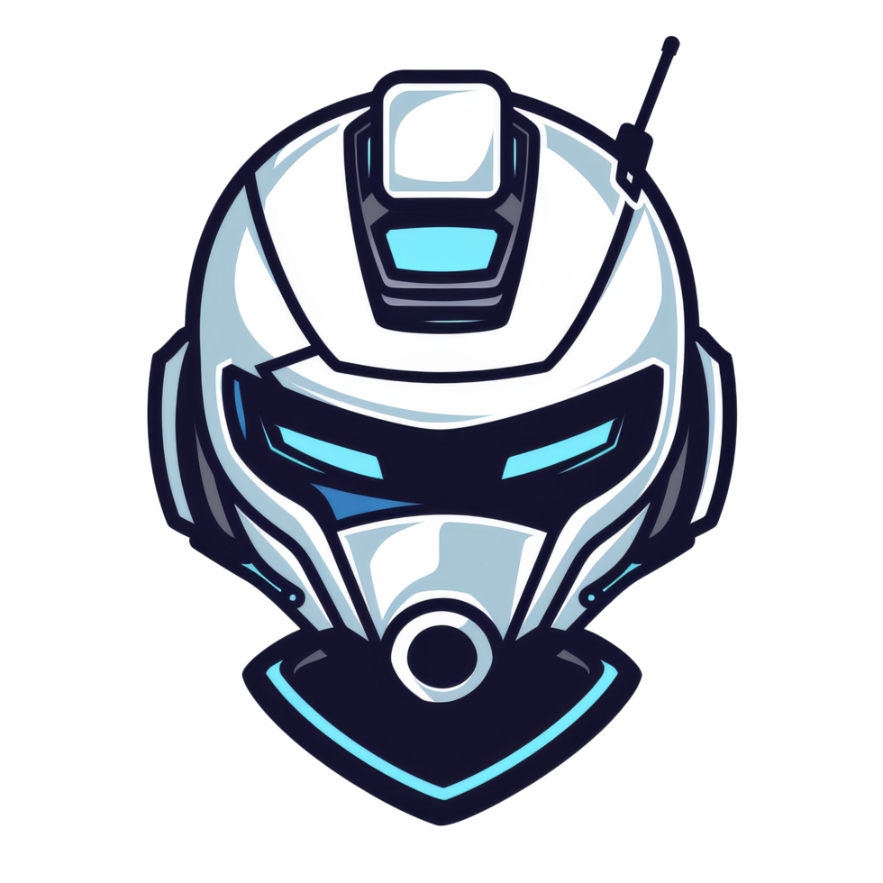 Stylized futuristic robot helmet with antenna png