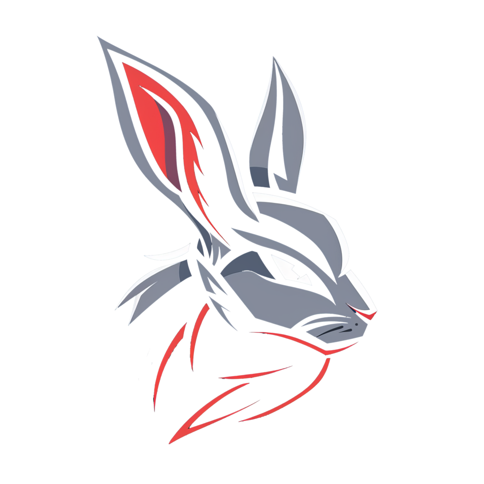Stylized fierce rabbit mascot design png