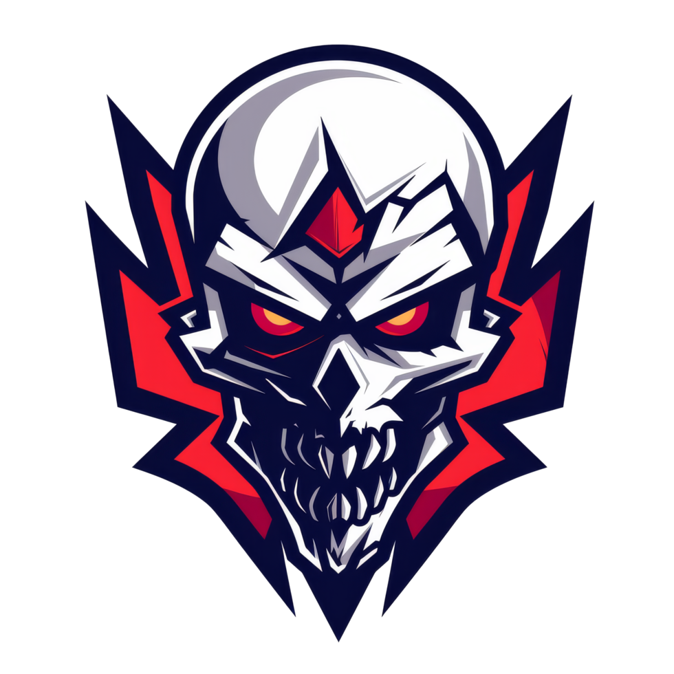 Stylized skull emblem with a fierce gaze png