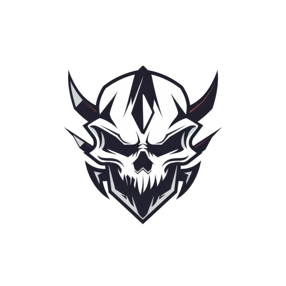 Stylized skull emblem with menacing aura png
