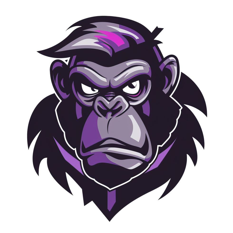 Stylized fierce gorilla mascot with a determined glare png