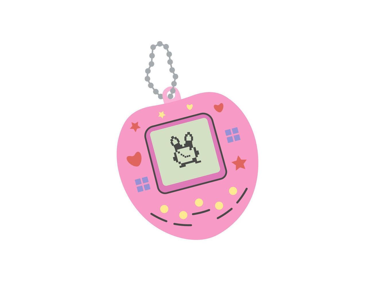 Classic y2k, 90s and 2000s aesthetic. Flat style retro electronic pet pocket game, vintage element. Hand-drawn illustration. Patch, sticker, badge, emblem. vector
