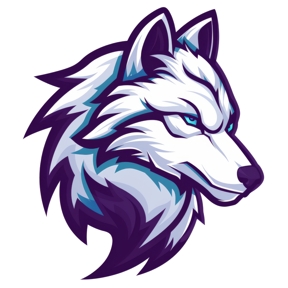 Stylized wolf head with a fierce gaze png