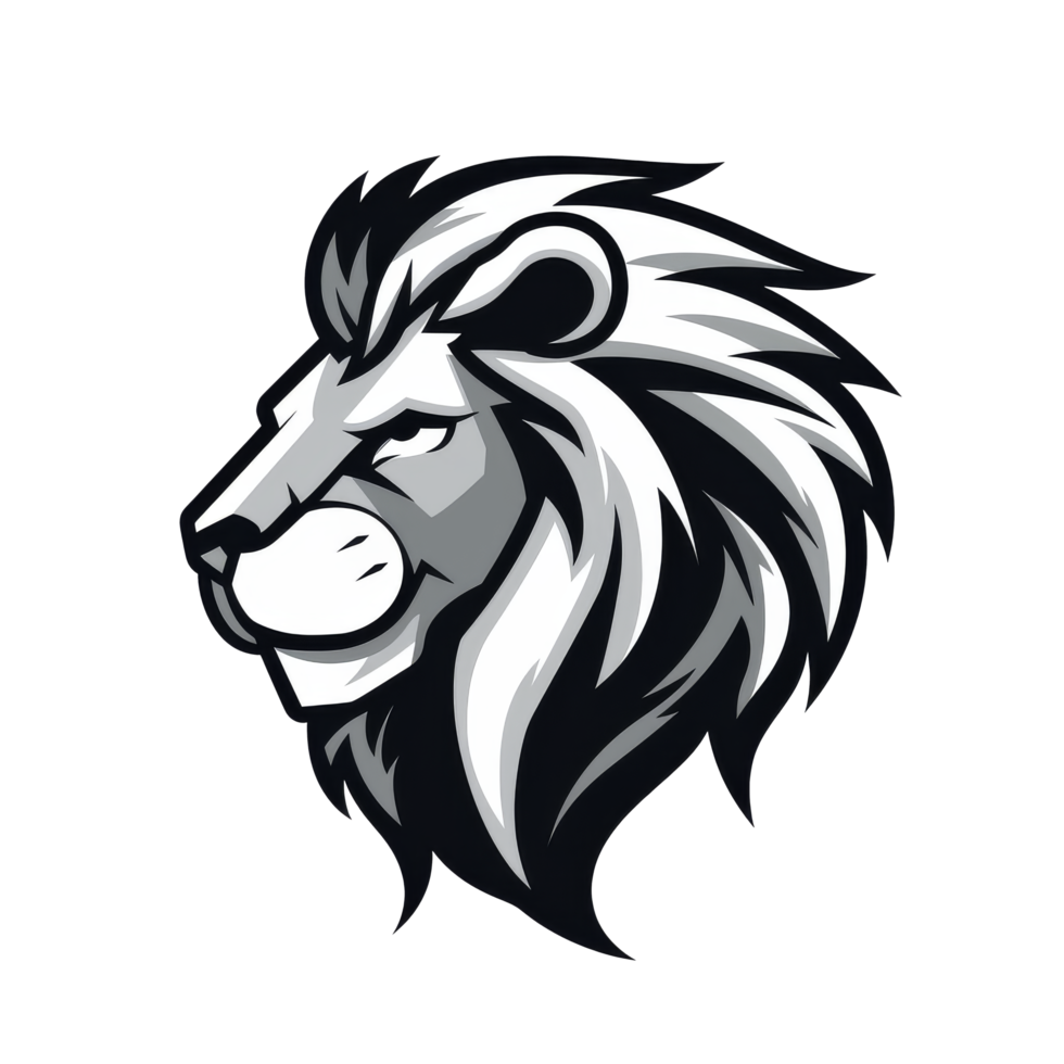 Stylized lion head logo with a fierce expression png