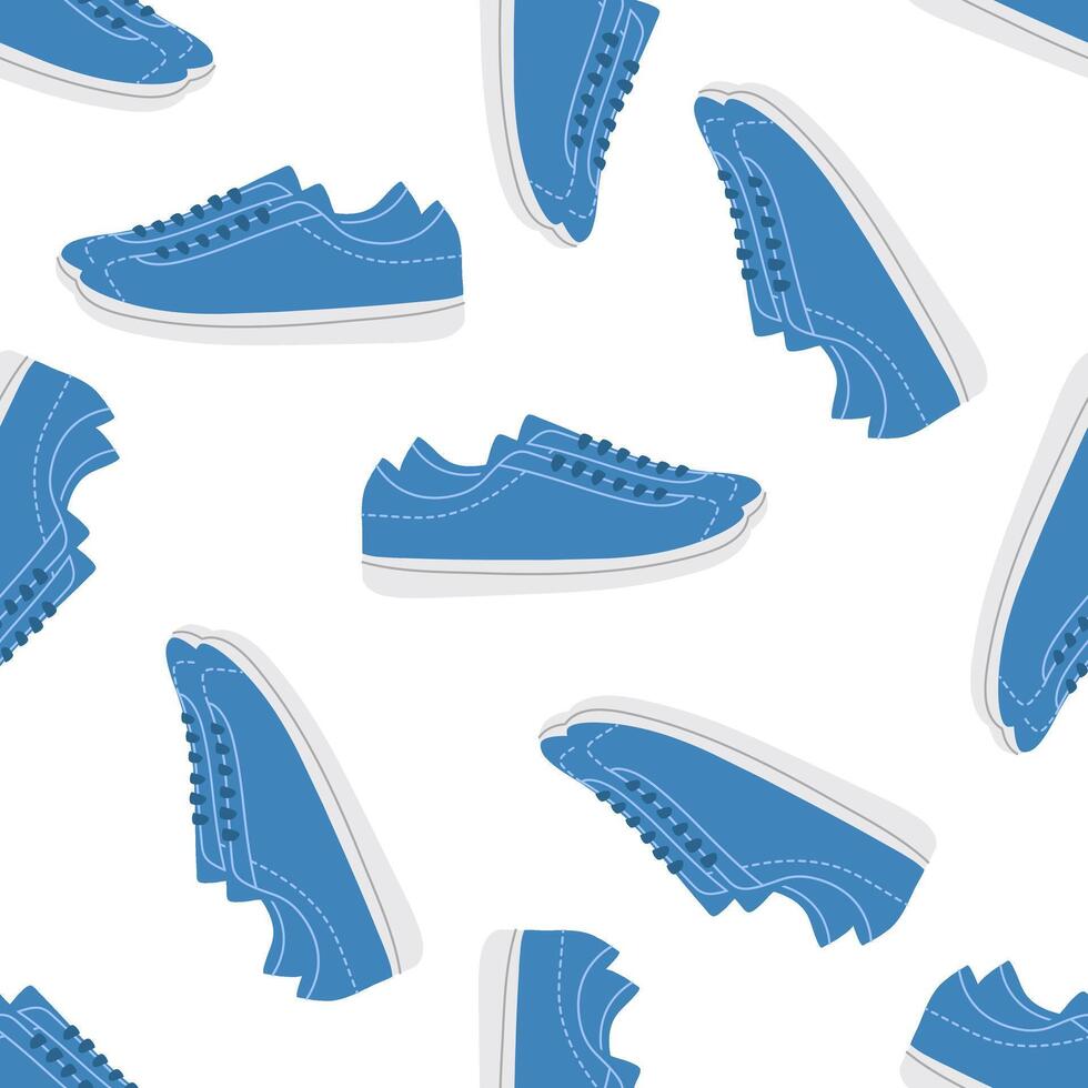 Classic y2k, 90s and 2000s aesthetic. Flat style sneakers, sports shoes, vintage seamless pattern. Hand-drawn illustration. vector