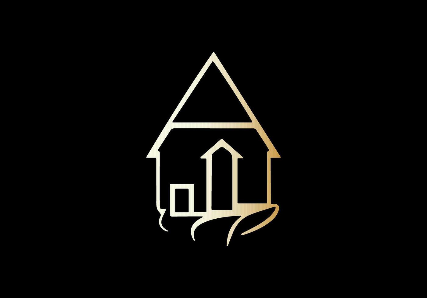 Luxury House Logo Template With Gold Colour vector