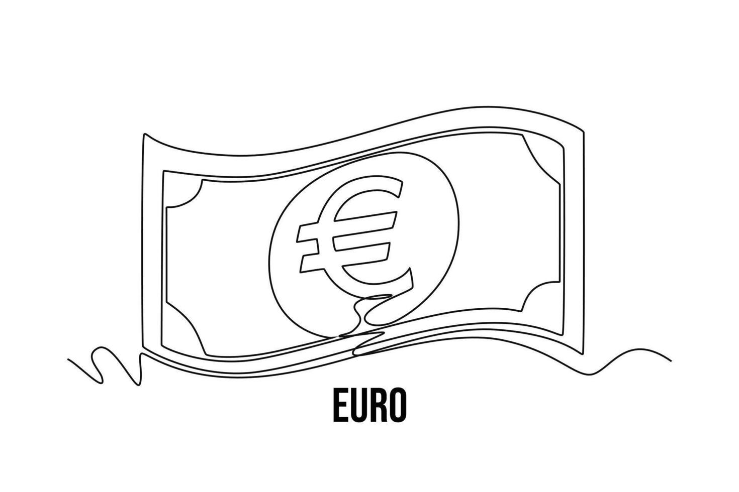 One continuous line drawing of currency from country. Money concept, Doodle illustration in simple linear style. vector