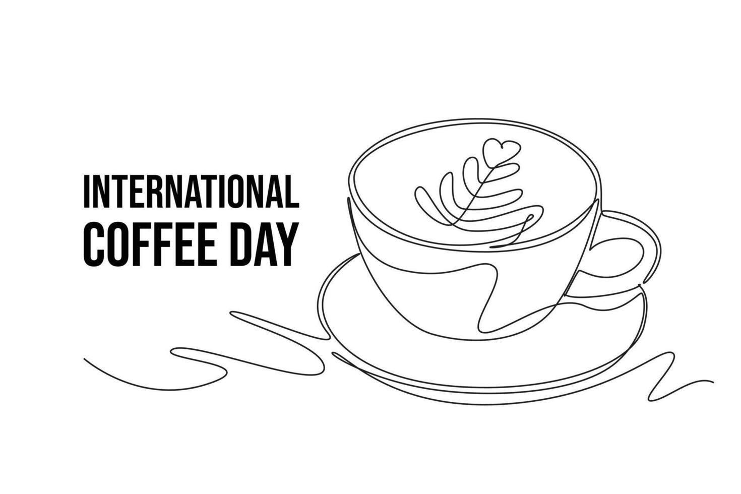 Continuous one line drawing International coffee day. Doodle illustration. vector